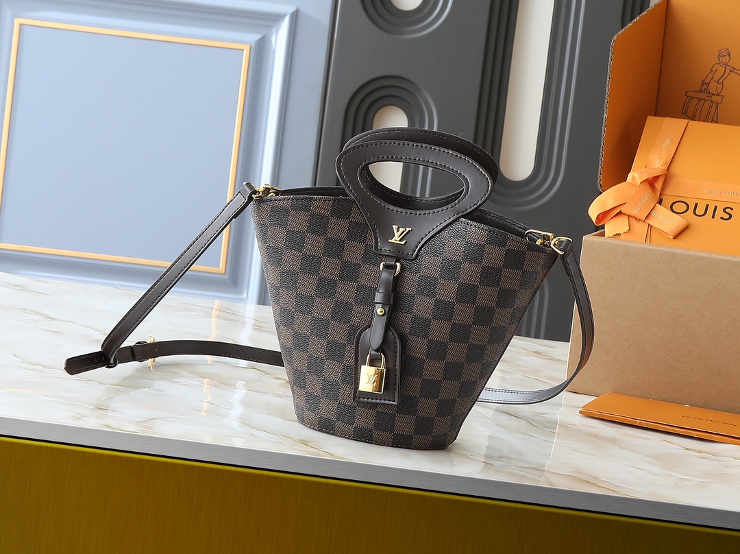 LV Soul Trunk Handbag Monogram Canvas Model M13871 Embossed Logo High End